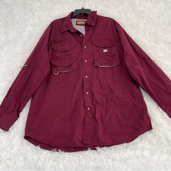 Rock Point Fishing Shirt Men’s 2XL Burgundy 100% Cotton - Picture 1 of 6